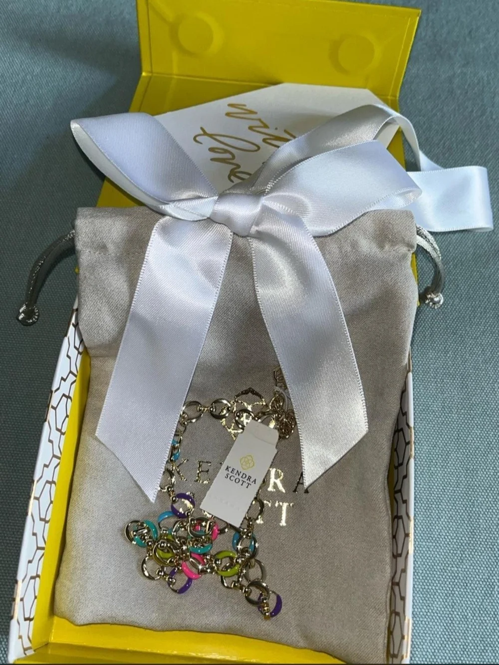 Kendra Scott Multicolor Link Chain Necklace - Pink Blue Green Purple Yellow